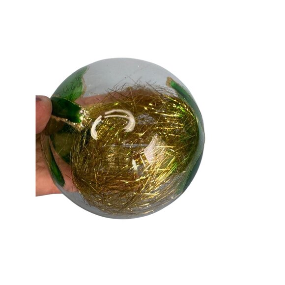 Luck of the Irish Blown Glass Ornament with Gold Tinsel & Green Shamrock 4” - Picture 6 of 6